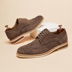 Category:Oxfords; Upper Materials:Suede; Season:Spring,Fall; Gender:Men's; Toe Shape:Round Toe; Style:Vintage,Business,British; Outsole Materials:Rubber; Occasion:Wedding,Party  Evening; Closure Type:Lace-up; Function:Slip Resistant; Pattern:Plaid / Check; Listing Date:01/12/2024; 2024 Trends:Brogue,Dress Shoes,Derby Shoes,Wingtip Shoes; Size chart date source:Provided by Supplier. Cool Mens Dress Shoes, Brown Groomsmen Shoes, Semi-formal Suede Oxfords With Pointed Toe, Party Oxford Lace-up Shoes, Oxford Lace-up Shoes With Round Toe For Party, Party Lace-up Oxford Shoes With Round Toe, Party Oxford Lace-up Dress Shoes, Oxford Lace-up Dress Shoes For Party, Lace-up Oxford Dress Shoes For Party