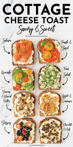 Cottage Cheese Toast Cottage Cheese Toast, Egg Muffins Breakfast Healthy, Egg Muffins Healthy, Egg Muffins Breakfast, Healthy High Protein Meals, Cottage Cheese Recipes, Idee Pasto, Cheese Toast