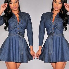 Slim Fit Denim Jean Dress - Uniqistic.com Vestiti In Jeans, Girls Denim Dress, Buttons Design, Camel Boots, Denim Jean Dress, Moda Jeans, Dress Shirt Sleeves, Denim Mini Dress, Dress Plus Size