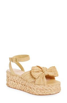 Sky-high styling meets cabana attitude on this beautifully woven raffia sandal set atop a chic platform sole. 2 1/2" platform Textile upper/leather lining and sole Imported Bow Braid, Raffia Sandals, Loeffler Randall Shoes, Brown Accessories, Espadrilles Platform, Platform Espadrilles, Woven Raffia, Espadrille Sandals, Loeffler Randall