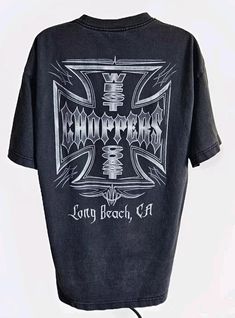 Vintage West Coast Choppers T-Shirt Black Long Beach California Large Has Flaws | eBay West Coast Shirt, Retro Black Washed T-shirt, Retro Washed Black T-shirt For Streetwear, Black Graphic Print T-shirt For Surfing, Vintage Long Beach California, West Coast Choppers, Long Beach California, Knit Shirt, Long Beach