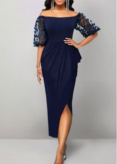 Color:Navy;Size:S;Size:M;Size:L;Size:XL;Size:XXL;Package Contents:1 X Dress;Occasion:Other;Style:Casual; Bodycon Dress With Sleeves, Sleeve Bodycon Dress, Cocktail Party Dress, Mother Of The Bride Dresses, Cocktail Dress Party, Half Sleeve, Women's Fashion Dresses, Elegant Dresses, Half Sleeves