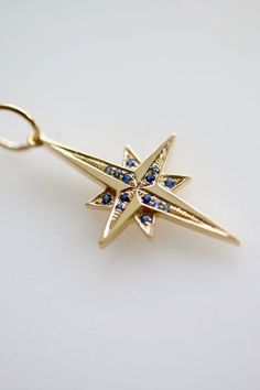 Blue Sapphire Classic 'Stellar' Charm in 18k Gold – Devon Woodhill Fine Jewelry Brightest Star In The Sky, Star In The Sky, Round Locket, Locket Charms, Crystal Charm, Chain Ring, Pretty Jewellery, Night Sky, Diamond White