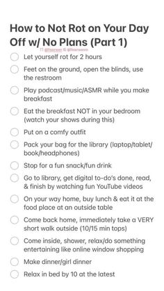 Day Off Aesthetic, Productive Day Routine, Reset Day, Day Routine, Productive Things To Do, Things To Do When Bored, Vie Motivation, Life Help