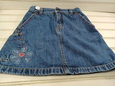 Vintage Oshkosh, Vintage Embroidery, Embroidery Flowers, See Pictures, See Picture, Denim Skirt, Girl Outfits, Cute Outfits