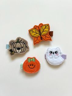 Felt fall hair clips that make an adorable addition to anyone's hair! Celebrate Halloween, Thanksgiving, and the autumn season! Save money by purchasing more than one, or choose your favorites and purchase individually! Variations include a white ghost kitty, orange girl pumpkin (Bow color is customizable pumpkin brown bear, and fall leaf butterfly! All felt colors can be customized to your liking! Simply message prior to purchase. Placement refers to the side you will place the hair clip. This Ghost Kitty, Thanksgiving Accessories, Leaf Butterfly, Halloween Hair Clips, Felt Hair Clips, White Ghost, Girl Accessories, Fall Leaf, Girl Things