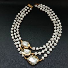 Gems Info: Fresh water cultured pearl, white pearl,  24 K Gold Plated Keshi Pearl, good quality, high luster! Diameter: 9-10mm(round pearl), 25x32mm(keshi pearl ). length: 18''-21(necklace) clasp: 18K GP clasp Packing: Silk Pouch ******* On Aug-18-18 at 23:06:11 PDT, seller added the following information: Anniversary Pearl Drop Necklace In Mother Of Pearl, White Akoya Pearl Necklace With High Luster, High Luster Pearl White Pearl Necklace, White High Luster Round Beads Pearl Necklace, White High Luster Pearl Necklace With Round Beads, White Baroque Pearl Necklace With High Luster, White High Luster Pearl Necklaces, White High Luster Pearl Necklace, Baroque Pearl Necklace For Anniversary