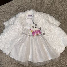 New With Tags Never Wore. Cute White Princess Dress For Party, Cute Fitted White Princess Dress, White Fitted Cute Princess Dress, Cute White Princess Dress For First Birthday, White Long Sleeve Princess Dress For Spring, White Long Sleeve Baptism Dress For Spring, White Fitted Dress For First Birthday, Fitted White Dress For First Birthday, Cute White Princess Dress For Baptism