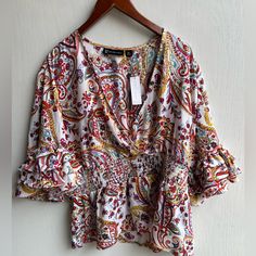 New York & Company Xxl Top Floral Paisleys 3/4 Bell Sleeve Shirt Blouse Nwt Bell Sleeve Shirt, Top Floral, Bell Sleeve, Bell Sleeves, Floral Tops, Sleeve Shirt, Shirt Blouses, Paisley, Blouses