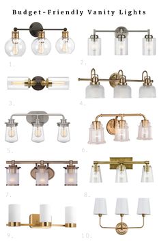 bathroom light fixtures with different shades and sizes