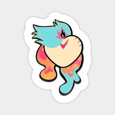 a sticker with an image of a fish in the shape of a cartoon character