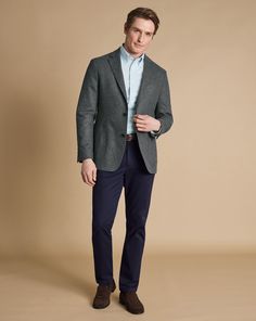 100% wool, Available in slim fit only, Patch pockets with chest pocket, Single breasted two-button fastening, Half lined intenals, Four-button non working cuff with natural sustainable buttons, No shoulder pad creating a relaxed look, Body Lining: 52% polyester, 48% viscose, Unstructured shoulder details, Dry clean only - Unstructured Wool Jacket - Grey | Men's Charles Tyrwhitt Unstructured Jacket - Grey Size 36R Wool Unstructured Jacket, Black Suit Wedding, Smart Jackets, Morning Suits, Italian Suit, Collarless Shirt, Grey Polo Shirt, Business Casual Shirts, Green Polo Shirts