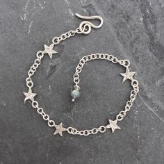 Little Star Bracelet  sterling silver by AWolfandI on Etsy Bracelet Star, Jewelry Charms Pendants, Star Chain, Owl Necklace, S Hook, Chain Silver, Star Bracelet, Hook Clasp, Bracelet Argent