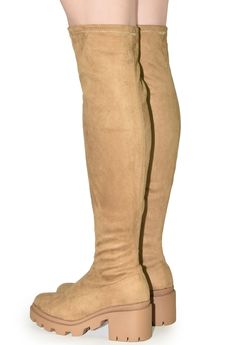 Description: The VIVICAN-10 boot features an over-the-knee fit, side zip closure, almond toe, has a sturdy lug sole and is made with faux leather.Details: Platform: 3/4" Height: 2 1/4" Shaft height: 21" Circumference: 15 1/2" Lightly padded insole Made with synthetic materials Faux leather Man-made sole Lug Sole Boots, Tan Shoes, Brand Collection, Trendy Shoes, Toe Designs, Lug Sole, Shoe Style, Over The Knee, Shoe Collection