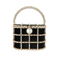 PRICES MAY VARY. [Elegant Brand Design] - This exquisite Top Handle bucket evening bag, looks absolutely stunning. Made from soft velvet cotton fabric and decorated with synthetic pearls and crystals, the bag also features a giant pearl on the magnet clasp. The smooth cotton fabric lined interior and well-selected hardware that's plated with aluminum-free K-Gold complete the elegant look. Suitable for any occasion from weddings to parties, it makes for an ideal gift for family, friends, and love Crystal Bucket, Wedding Bucket, Purses Black, Formal Clutch, Bucket Tote Bag, Clutch Purse Black, Wedding Handbag, Bucket Tote, Elegant Branding