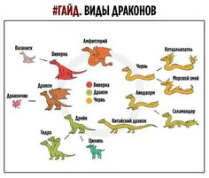 an image of different types of animals in the language of english and russian, including dinosaurs