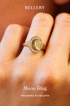 Wear this moon ring, a powerful symbol, as a reminder of your strength, enlightenment, and connection to the sky. The moon has had many historical manifestations. womens jewelry rings, Womens jewelry trends 2020, Womens jewelry fashion, Jewelry accessories, Womens gold ring, Jewelry gold rings, Trendy gold ring, womens rings, Unique womens rings, Casual womens ring, womens rings fashion! #womensrings #jewelry #rellery #goldrings #rings Mystical Jewelry Ring With Si Clarity, Mystical Si Clarity Ring, Spiritual Open Ring Jewelry With Moon Phase, Spiritual Moon Phase Open Ring Jewelry, Adjustable Moon Shaped Celestial Rings, Adjustable Moon-shaped Celestial Rings, Celestial Half Moon Jewelry For Anniversary, Spiritual Round Promise Rings, Adjustable Moon Phase Jewelry