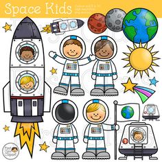 an astronaut clipart set with space kids