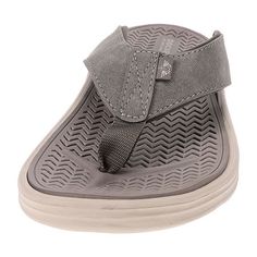 Features: Lug Sole, ComfortClosure Type: Slip-OnFootwear Technology: Memory Foam InsoleShoe Heel Height: FlatUpper/Outer Base Material: 100% PolyuretheneSole Material Content: 100% Thermoplastic-RubberToe Type: Open Toe, Round ToeHeel Style: Flat HeelCountry of Origin: Imported Gray Flat Sandals For The Beach, Outdoor Flip Flops With Textured Footbed And Round Toe, Gray Slip-on Flip Flops For The Beach, Comfortable Gray Slip-on Flip Flops, Gray Round Toe Sport Sandals For Beach, Gray Sport Sandals For Beach, Gray Non-slip Sport Sandals For The Beach, Gray Cushioned Open Toe Flip Flops, Outdoor Flip Flops With Textured Footbed And Toe Post