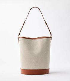 Faux Leather & Canvas Bucket Bag