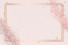 a pink and gold frame on a white background with some stars in the corner that are sprinkled