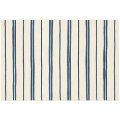 a blue and white striped rug on a white background with vertical lines in the middle