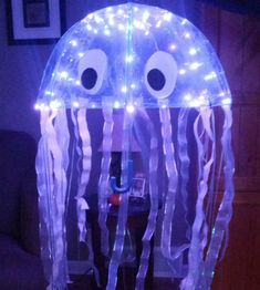 an inflatable jellyfish with eyes and lights