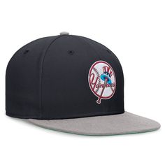 Sport a throwback New York Yankees look with this Rewind Cooperstown True hat. Its two-tone design by Nike features a vintage New York Yankees logo in raised embroidery and sweat-wicking Dri-FIT technology for a dry, comfortable feel. The fitted construction ensures a perfect fit. Dri-FIT technology wicks away moisture Officially licensed Embroidered graphics with raised details Brand: Nike Flat bill with ability to curve Imported Green undervisor Wipe clean with a damp cloth High Crown Six pane Gray Snapback Hat For Sports Events, Gray Six-panel Hat For Streetwear, Nike Hat With Embroidered Logo And Curved Brim, Nike Snapback Hat With Curved Brim For Streetwear, Nike Curved Brim Snapback Hat For Streetwear, Navy Retro Snapback Baseball Cap, Nike Hats For Baseball Season, Nike Snapback Hat With Embroidered Logo, Gray Flat Bill Snapback Hat For Baseball Season