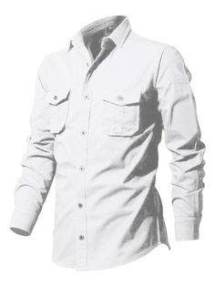 Featuring this men's multi-pocket casual long-sleeved shirt. These shirts are suitable for any occasion between casual outings and special events. The simple design takes the boring out of a man's wardrobe with a wonderful blend of style and comfort. Please use the sizing guide shown in our images when purchasing. Please read each element in the size guide carefully before choosing a size. Sizes are measured manually, and an error of 1-3cm is normal. Sizing: True to size Material composition: 10 Solid Color Casual Collar Shirt With Pockets, White Long Sleeve Shirt With Pockets, Casual Collar Shirt With Pockets For Fall, Cotton Shirt With Multiple Pockets And Relaxed Fit, Solid Button-up Shirt With Pockets, Button-up Shirt With Pockets, Casual Shirt With Multiple Pockets In Relaxed Fit, Casual Shirt With Multiple Pockets And Relaxed Fit, Outdoor Long Sleeve Shirt With Pockets