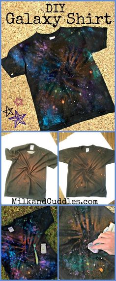 the galaxy t - shirt is being sewned and put together to make it look like