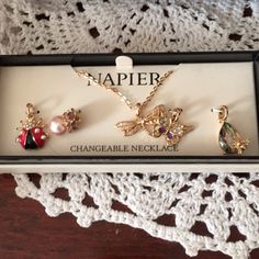 Napier Butterfly And Lady Bug Changeable Necklace New In Box. Very Pretty Set Ladybug Necklace, Napier Jewelry, Lady Bug, Womens Jewelry Necklace, Jewelry Necklaces, Women Jewelry, Necklaces, Cream, Red