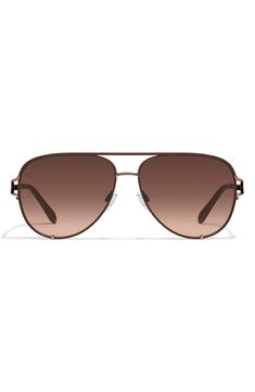 Smoky gradient lenses enhance the intriguing aura of these quintessential aviator sunglasses that are your go-to street-style staples. 51mm lens width; 14mm bridge width; 145mm temple length 100% UV protection Metal Imported Trendy Brown Aviator Sunglasses For Travel, Trendy Brown Aviator Sunglasses, Casual Brown Sunglasses With Metal Frame, Modern Brown Aviator Sunglasses With Uva Protection, Casual Brown Aviator Sunglasses For Everyday, Brown Aviator Sunglasses With Uva Protection For Travel, Brown Polarized Aviator Sunglasses For Everyday, Brown Aviator Sunglasses With Mirrored Lenses, Everyday Brown Aviator Sunglasses With Polarized Lenses