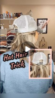 Suzy Turner 🔆 Makeup • Skincare • Hair 🔆 on Instagram: "How cute is this little hat hair tip?!?! Instead of ticking behind your ears, do this instead!! Super cute and I love the little twist detail I added in. Thanks for the hair inspo @mariaaiellohair #hathair #hair #hairtutorial #hairtips #easyhairstyles #hairinspo #partyintheusa #seint #seintartist #seintmakeup #hattrick #hatstyle" Hair Through Hat, Hair In A Hat How To Wear Your, Cute Hairstyles With Hats Baseball Caps Short Hair, Baseball Cap Short Hair, Cute Hairstyles With Hats Baseball Caps, Cute Hat Hair, Cute Hairstyles With Hats, Cute Hat Hairstyles, Messy Hair Up