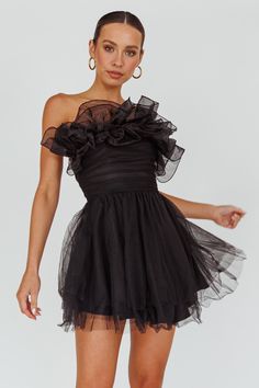 Frill Mini Dress, Mini Homecoming Dresses, Satin Clutch, Mini Dress Black, Blue Bridesmaids, Black Mini Dress, Date Night Dresses, Mini Dress Casual, Hoco Dresses