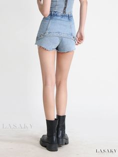 Lasaky - Vintage-style denim skirt jeans with high-waisted and curve-enhancing silhouette Mark Vintage, Skirt Jeans, Distressed Denim Skirt, Look Older, Washed Denim, Fitted Silhouette, Jean Skirt, Olivia Mark, Skirt Pants