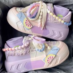 👠 Shoes 💜 sugarplum · y2k, coquette, egl, cosplay fashion and home decor store 💜 Powered by Storenvy Pastel Shoes, Pretty Sneakers, Crocs Fashion, Preppy Shoes, Pretty Shoes Sneakers, Cute Shoes Heels, Kawaii Shoes, Sporty Sneakers, Cute Nike Shoes