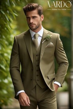 >>ORIGINAL ARTWORK AND CONTENT, PLEASE DO NOT COPY<< Men Suits, Suits For Man, Classic Khaki Green Three Piece Suit for Men - Wedding, Formal, and Business Attire, Formal Attire for Men, Formal piece Wedding Suit, Double Breasted, Formal Fashion Slim Fit Suit. Description: Elevate your style with our classic Khaki Green Three Piece Suit for men, perfect for weddings, formal occasions, and business attire. Crafted with precision and designed for the modern gentleman, this suit offers a timeless look that never goes out of style. 👔 Key Features: .Exquisite Craftsmanship .Premium Khaki Green Fabric .Tailored for a Perfect Fit .Versatile for Various Occasions .Comfortable and Stylish This versatile three-piece suit includes a well-fitted jacket, matching trousers, and a stylish waistcoat. Its Three Piece Suit Mens Wedding Latest, Khaki Suit Wedding, Green Three Piece Suit, Wedding Outfit Groom, Three Piece Suit For Men, Three Piece Suit Mens, Stylish Waistcoats, Suit For Men Wedding, Mens Tailored Suits