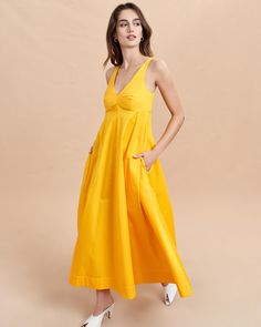 Cotton Empire Waist Midi Dress For Daywear, Cotton Empire Waist Midi Dress For Summer, Cotton Midi Dress With Empire Waist For Daywear, Summer Empire Waist Cotton Midi Dress, Summer Cotton Midi Dress With Empire Waist, Spring Empire Waist Cotton Dress, Cotton Maxi Dress With Empire Waist For Daywear, Cotton Sundress With Empire Waist, Spring Cotton Dress With Empire Waist