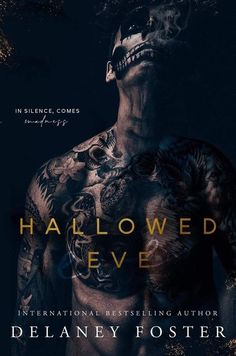 a man with tattoos on his chest and the words hallowed fever written above him