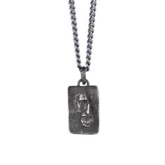 EIJI Necklace Marcus Aurelius handmade jewelry for man oxidized sterling silver jewelry for men rustic handmade jewelry man White Gold Amulet Necklace With Oxidized Finish, Sterling Silver Dog Tag Necklace With Box Chain, Silver Jewelry With Rectangular Coin Pendant, Hand Cast Silver Medallion Necklace, Silver Medallion Hand Cast Necklace, Silver Medallion Necklace Hand Cast, Silver Necklace With Coin Pendant, Antique Silver Hand Cast Sterling Silver Necklace, Hand Cast Antique Silver Sterling Silver Necklace