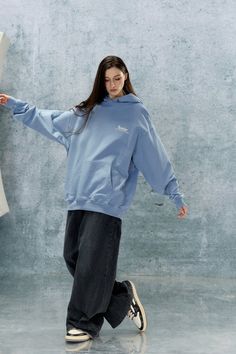 New Style Letter Print Hoodie | PSYLOS 1 Oversized Blue Comfortable Sweatshirt, Oversized Long Sleeve Graphic Print Hoodie, Oversized Long Sleeve Hoodie With Graphic Print, Oversized Blue Sweats For Loungewear, Casual Oversized Sweats With Kangaroo Pocket, Oversized Casual Sweats With Kangaroo Pocket, Oversized Cotton Sweats With Kangaroo Pocket, Oversized French Terry Sweatshirt With Kangaroo Pocket, Trendy Blue Cotton Sweats