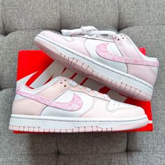 Nike Dunk Low Retro Pastel Pink White Paisley Shoes Special Edition These Shoes Come In Women’s Size: Women’s 6 = 4.5 Youth (Last) Women’s 7 = 5.5 Youth (Last) Check Out With Youth Size Brand New With Original Box 100% Authentic Retro Colorway Ship Same Or Next Day All Sales Final. #Nike #Dunk #Retro #Nikesb Pastel Nike Dunks, Trendy Nike Custom Sneakers With Round Toe, Nike Custom Pink Sneakers With Speckled Midsole, Paisley Shoes, Pastel Shoes, Retro Pastel, Nike Dunk Low, Dunk Low, Kids Nike