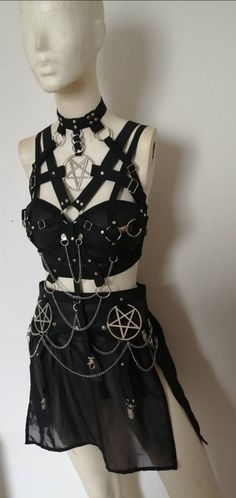 High quality vegan leather harness top + chiffon mini skirt. Chiffon part is 35cm long. You can choose the lenght. Very comfy and adjustable. Punk Style Mini Skirt For Cosplay In Summer, Punk Style Mini Skirt For Summer Cosplay, Edgy Mini Skirt For Cosplay In Summer, Edgy Summer Cosplay Mini Skirt, Edgy Mini Skirt For Summer Cosplay, Edgy Summer Mini Skirt For Cosplay, Gothic Mini Skirt For Summer Costume Party, Gothic Mini Skirt For Halloween Festival, Gothic Halloween Festival Mini Skirt