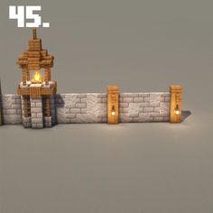 an image of a stone wall with candles on it and the words minecraft above it