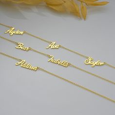 Custom Names Necklace, Gold Name Necklace, Kids and Family Name Necklace, Best Friends Name Necklace, Lovers Necklace,Single MotherNecklace with the Baby name, Doughter&Son and the mother Name Necklace,Triple Name Necklace, 4name necklace, 5 Name Necklace *Base metal is 925K Sterling Silver. We use 14K gold-fill for both Gold Color and Rose Gold Color options.  *Our adjustable Necklace is 16inch + 2inch extension. (40cm+5cm extension)  * Max 5 names for necklace and max 10character for each name Adjustable Nameplate Necklaces With Names, Birthday Nameplate Necklace With Adjustable Chain, Adjustable Charm Necklaces For Birthday, Adjustable Chain Charm Necklace For Birthday, Customizable Pendant Name Necklace For Jewelry Making, Adjustable Name Necklaces For Birthday, Adjustable Birthday Necklaces With Names, Adjustable Name Necklace For Birthday, Adjustable Name Charm Necklaces For Birthday Gift