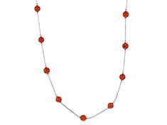 Southwest Style by JTV™ 5mm round red coral bead sterling liquid silver station necklace. Measures approximately 3/16"W. Spring ring clasp. Orange Sterling Silver Jewelry With Round Beads, Silver Jewelry With Round Red Coral Beads, Sponge Coral, Liquid Silver, Necklace Brands, Southwest Style, Broken Chain, Station Necklace, Coral Beads