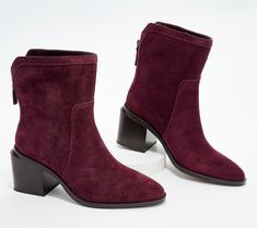 Now that boot season is finally here, it's time to step up your style game in a pair of suede stunners that are bound to become your new fave pair. Why? We can think of a few reasons:  A mid-shaft height is versatile enough to wear with the latest denim, leggings, skirts, and dresses. An understated back zipper provides easy entry and undeniable style. A stacked heel is totally walkable (and right on trend). Water-repellant suede(!!) is fashioned in rich hues that fit right in with your winter c Fall Suede Mid-calf Boots Medium Width, Fall Suede Heeled Boots With Reinforced Heel, Winter Suede Mid-calf Boots With Suede Lining, Winter Mid-calf Suede Boots With Suede Lining, Suede Boots For Workwear In Winter, Trendy Suede Heeled Boots For Fall, Winter Suede Boots For Workwear, Trendy Suede Boots For Fall, Winter Workwear Suede Boots