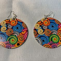 Multi Colored, Large, Round Earrings. African Style Earrings, African Style, Hand Crafted Jewelry, Crafted Jewelry, Style Earrings, Pierced Earrings, Earrings Color, Round Earrings, Clay Jewelry