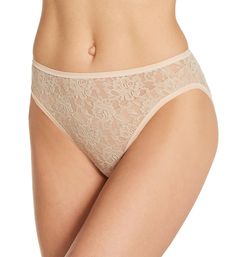 These lacy brief panties feature jacquard roses for a delicate touch. High cut leg openings create a sleeker, longer look. Made of nylon/spandex with 100% Supima cotton crotch. Elastic along the waist provides a custom fit. Semi-sheer lace features jacquard roses. High-cut leg openings give you a longer profile. Seamless back. Mid-rise styling. Moderate rear coverage. Inner side has sewn-in fabric care tag. Crotch liner is made with Supima cotton for comfort. Hanky Panky Women's Signature Lace H Beige Stretch Bottoms With Delicate Lace, Beige Lace Brief Bottoms, Feminine Delicate Lace Brief Bottoms, Fitted Beige Lace Bottoms, Feminine Beige Bottoms With Delicate Lace, Feminine Lace Seamless Bottoms, Fitted High-cut Leg Bottoms With Delicate Lace, Feminine Seamless Lace Bottoms, Fitted Bottoms With Delicate Lace And High-cut Leg