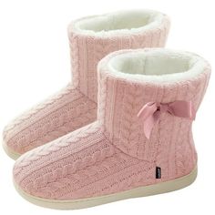 Highlighted with colorful pom pom or bow-tie accents and a cozy plush trim, this slipper boot is enhanced with cozy Comfort memory foam midsole and durable, thick rubber sole. Fashioned with knit fabric, this slip-on bootie slipper features plush lining for superior warmth. Plush lining and memory foam footbed wraps your feet in ultimate comfort all day long. Durable indoor/outdoor hard sole offers traction and incorporates forefoot flex grooves for comfort. This slipper boot is suitable for both indoor and outdoor wear. So cute and fluffy, this Bootie Slipper can become your favorite pair with your outfits. Size: 6-7.  Color: Pink.  Gender: female.  Age Group: adult. Padded Shorts, High Top Boots, Soft Slippers, Snow Boots Women, House Shoes, Belarus, Slipper Boots, House Slippers, Ciabatta